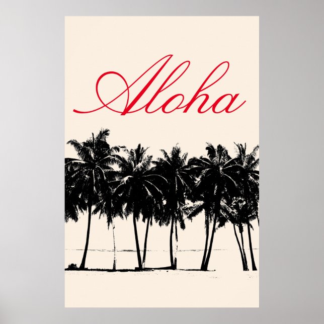 Aloha Hawaiian Handflatan Träd Tropikernas Travel  Poster (Framsidan)