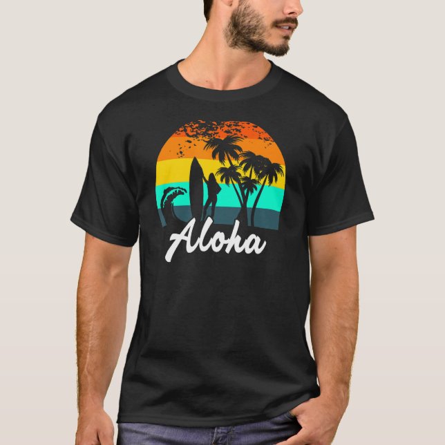 Aloha Hawaiian Hawaii Island Handflatan Beach Surf T Shirt (Framsida)
