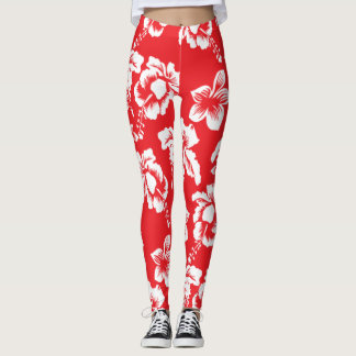 Aloha Hawaiian Hibiscus Blommönster Leggings
