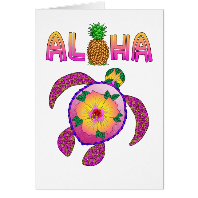 Aloha Hawaiian Honu Turtle Hälsningskort (Framsidan)