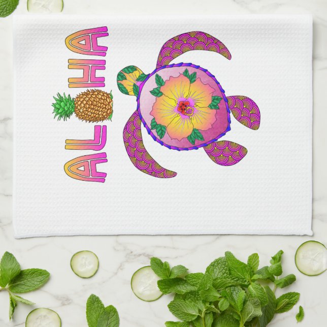 Aloha Hawaiian Honu Turtle Kökshandduk (Vikta)