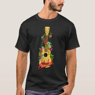 Aloha Hawaiian Island Ukulele Flowers Aloha Hawaii T Shirt