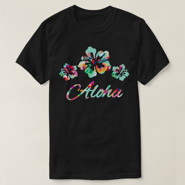 Aloha Hawaiian Islands Hawaii Surfa Hibiscus Flowe T Shirt (Design framsida)
