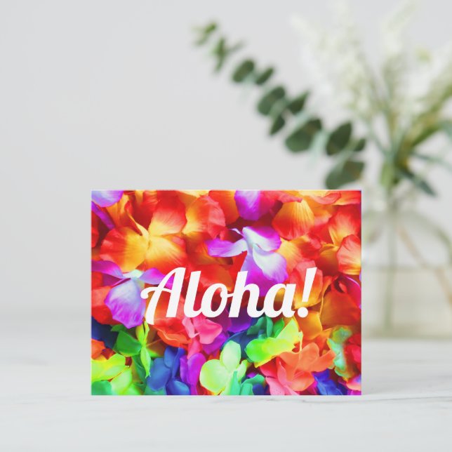 Aloha Hawaiian Lei Garland Photo Vykort (Stående Fram)