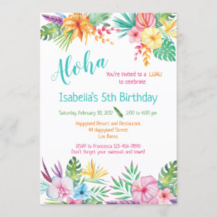 Aloha Hawaiian Luau Birthday-inbjudan Inbjudningar