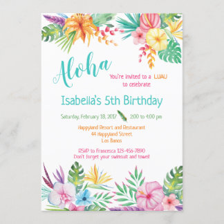Aloha Hawaiian Luau Birthday-inbjudan Inbjudningar