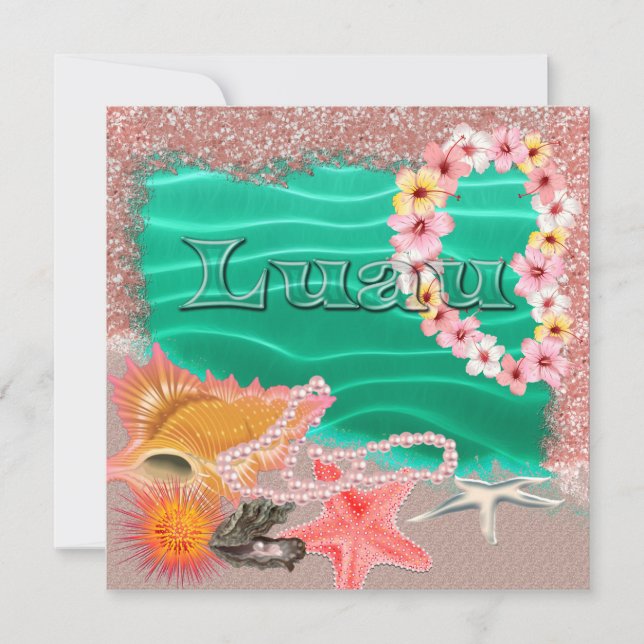 Aloha Hawaiian Luau-inbjudan Inbjudningar (Framsida)