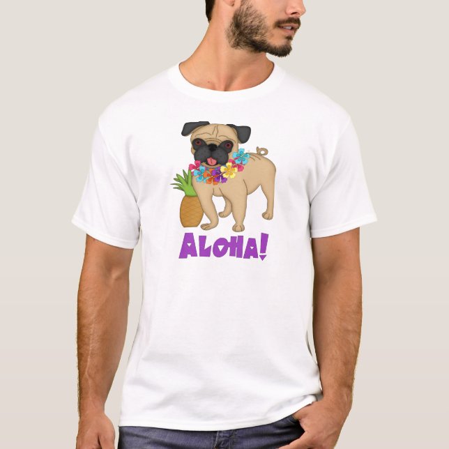 Aloha! Hawaiian Luau Pug och Pineapple Tees, gåvor Tröja (Framsida)