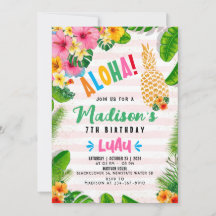 Aloha Hawaiian Pineapple Födelsedagsfest inbjudan
