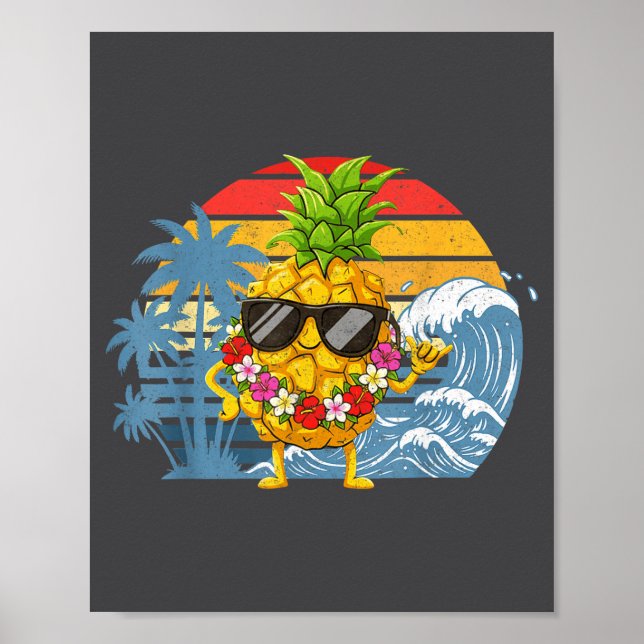 Aloha Hawaiian Pineapple Sign Hawaii Shaka Fun Poster (Framsidan)