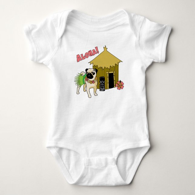 Aloha! Hawaiian Pug Tees för Spädbarn Tröja (Framsida)