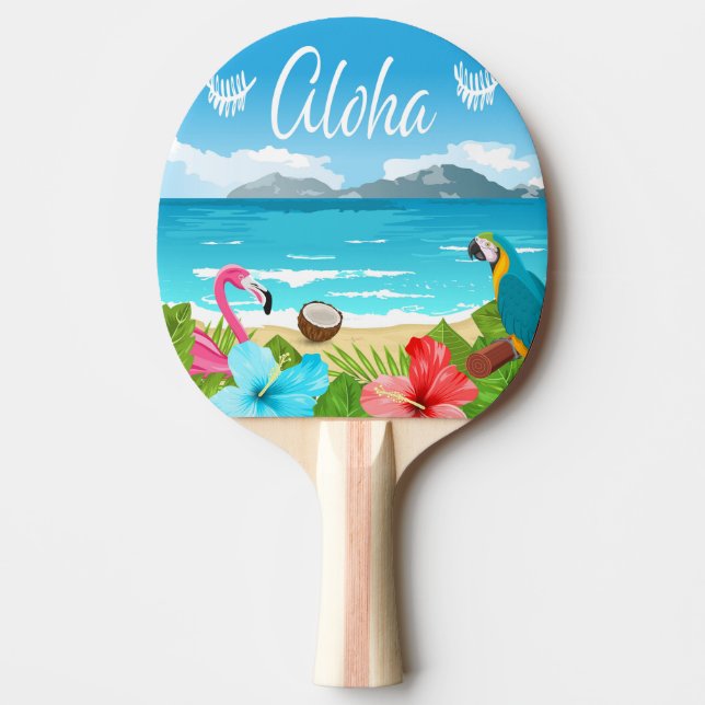 Aloha hawaiian strammingo blommigt blue pingisracket (Framsidan)