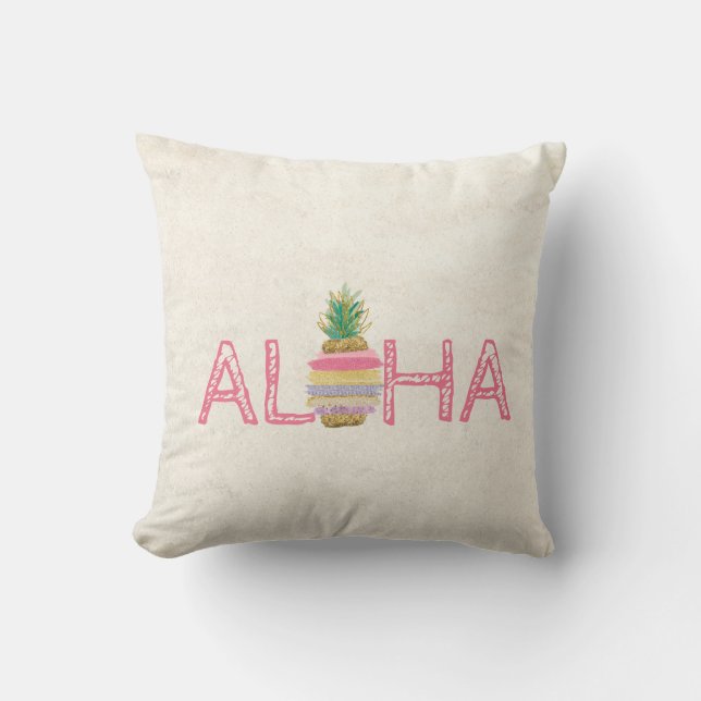 Aloha Hawaiian Stripe Pineapple Kudde (Framsida)