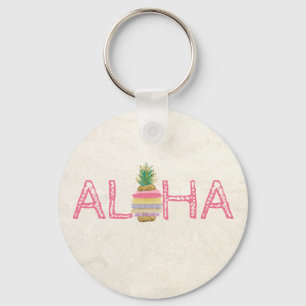 Aloha Hawaiian Stripe Pineapple Nyckelring