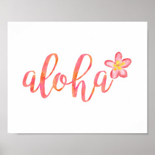 Aloha Hawaiian Summer Blommigt Typography Poster