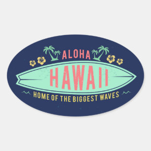Aloha Hawaiian Surfer-klistermärken Ovalt Klistermärke
