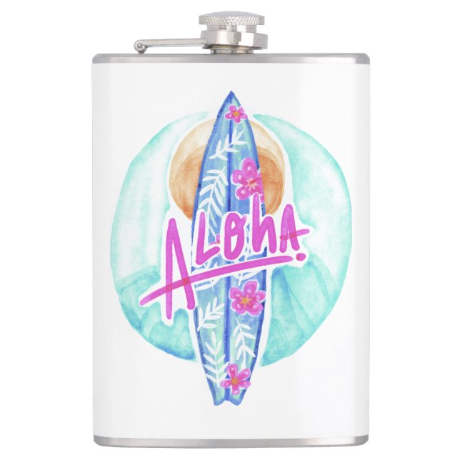 Aloha Hawaiian Surfer-kolv för eget namn Fickplunta (Framsidan)