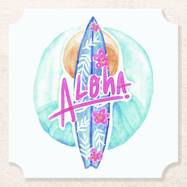 Aloha Hawaiian Surfer papper underlägg (Framsida)