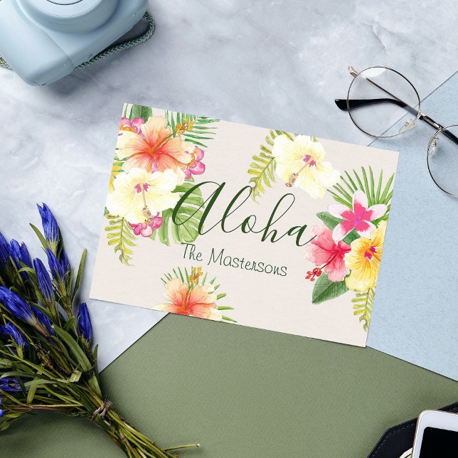 Aloha Hawaiian Tropical Blommigt Personlig Vykort (Skapare uppladdad)
