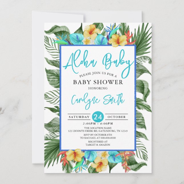 Aloha Hawaiian Tropical Boy Shower Inbjudningar (Framsida)