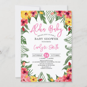 Aloha Hawaiian Tropical Girl Baby Shower Inbjudningar