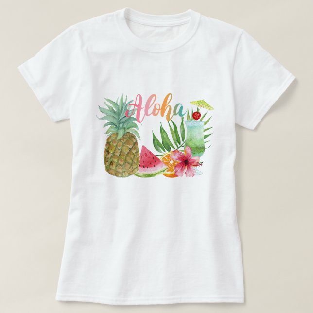 Aloha Hawaiian Tropical Pineapple Women's T Shirt (Design framsida)