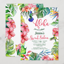 Aloha Hawaiian Tropical Sweet sixteen Inbjudningar