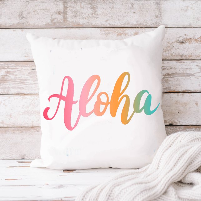 Aloha Hawaiian Tropical Typography Beach Kudde (Skapare uppladdad)