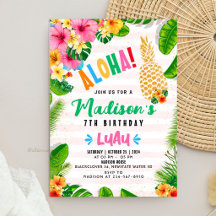 Aloha hawaiiansk födelsedagsinbjudan med ananas