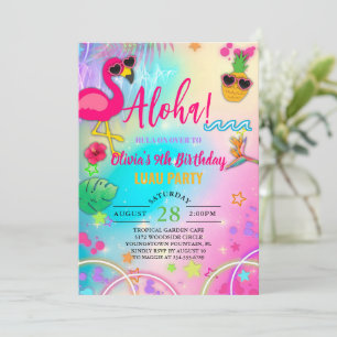 Aloha hawaiiansk hula på tropisk flickas födelseda inbjudningar