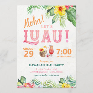 Aloha Hawaiiansk Luau-fest Invitation Inbjudningar