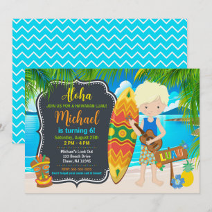 Aloha Hawaiiansk Luau Tropisk Födelsedagsfest Inbjudningar