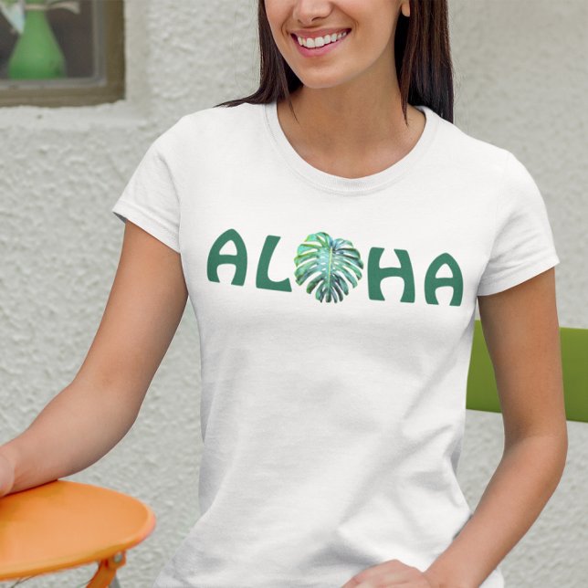 Aloha hawaiiansk Monstera blad Hawaii tropisk T Shirt (Skapare uppladdad)