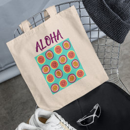 Aloha hawaiiansk retro frukt turkos shoppingväska tygkasse