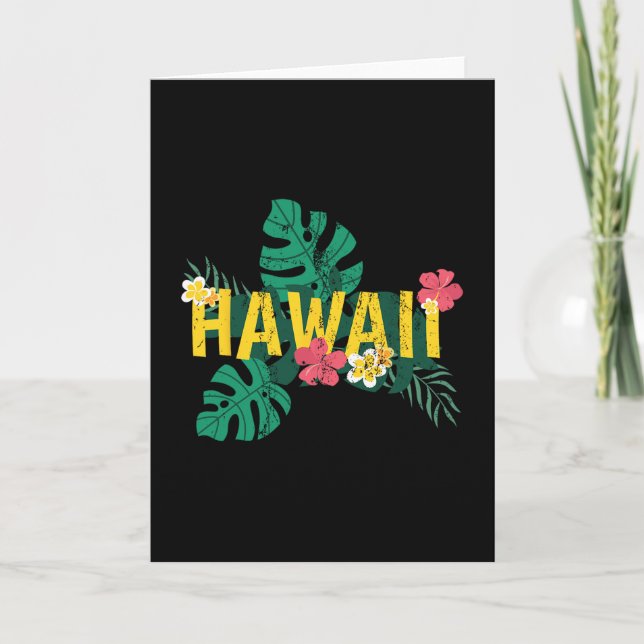 Aloha Hawaiiansk Sommar Lov Vacation Tropiska Blom Kort (Framsida)