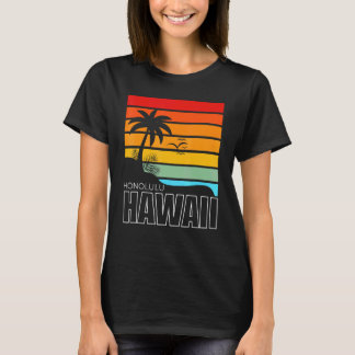 Aloha Hawaiianska Palmträd Strand Sommar Retro Hon T Shirt