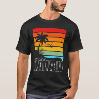 Aloha Hawaiianska Palmträd Strand Sommar Retro Hon T Shirt