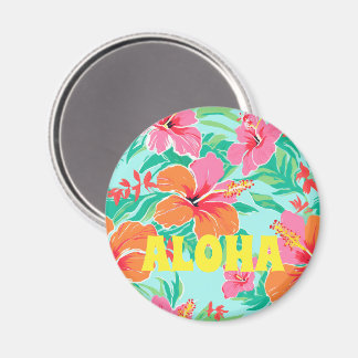 Aloha Hawaiianska Tropiska Blommor Färgglada Magnet
