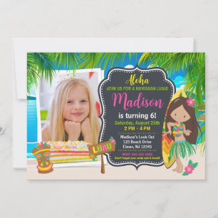 Aloha Hawaiianskt Luau Tropisk Födelsedagsfest Fot Inbjudningar
