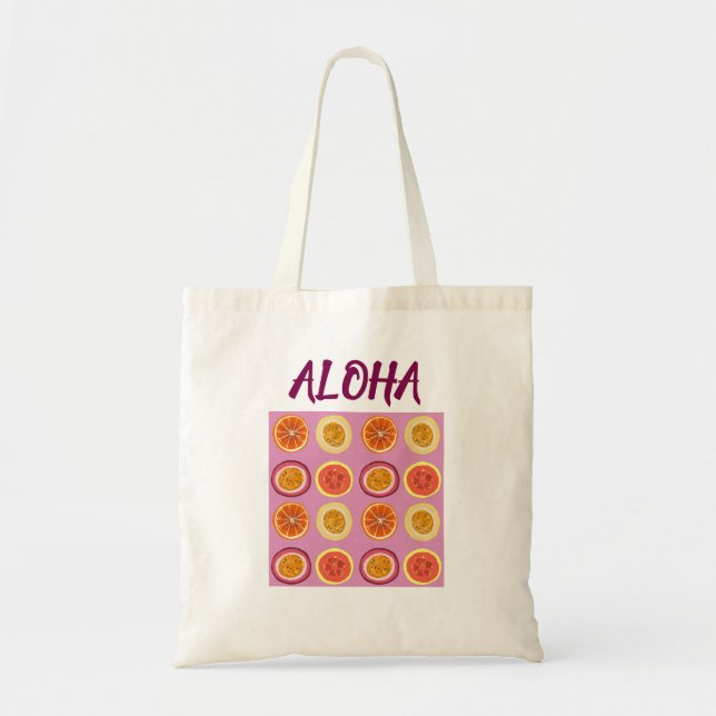 Aloha hawaiianskt retrofrukt rosa  tygkasse (Framsidan)