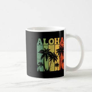 Aloha hawaiisk ö palmträd surfbräda strand H Kaffemugg