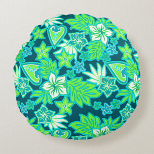 Aloha Heart Hawaiian Hibiscus Tropical Rund Kudde