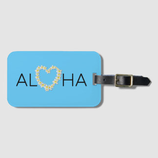 Aloha Heart Plumeria Luggage Tag Bagagebricka