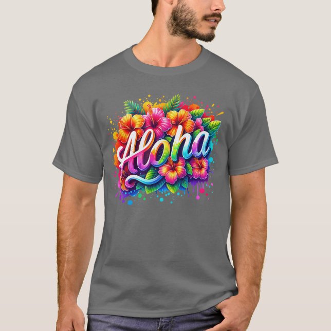 Aloha Hej Summer Hawaii Beach Summer Vacation Fa T Shirt (Framsida)