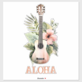 Aloha Hibiscus Flower Guitar Klistermärken
