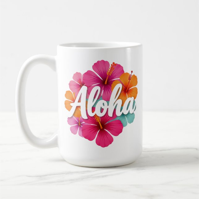 Aloha Hibiscus Hawaiian Dröm Design Hawaii Semeste Kaffemugg (Vänster)