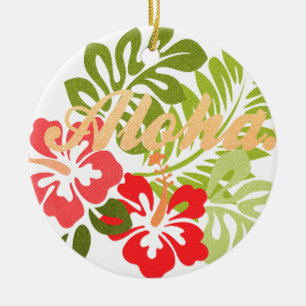 Aloha Hibiscus Julgransprydnad Keramik