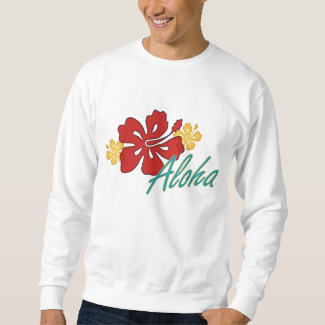Aloha Hibiscus Lång Ärmad Tröja (Framsida)