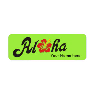 Aloha Hibiscus - plan Hawaii-design + dina idéer Returadress Etikett