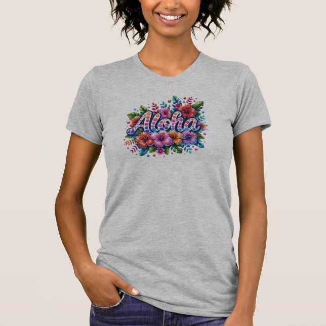 Aloha Hibiscus T-Shirt - Livlig sommarblomma (Framsida)